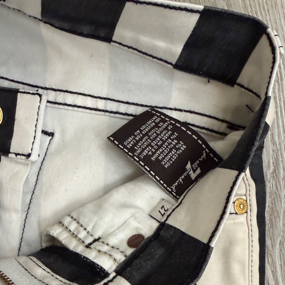 7 For All Mankind Black and Cream Striped Straight Leg Jeans - Picture 2 of 3